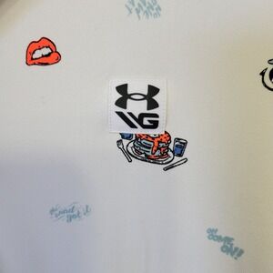 Under Armour Mens XL White Decode The Game Graphic Golf Polo Shirt Pancake Plane